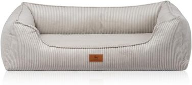 Ортопедичне ліжко для собак Knuffelwuff Nunavut XXL 120x85 см з велюру, світло-сіре, знімний та праний чохол, для великих, середніх і малих собак