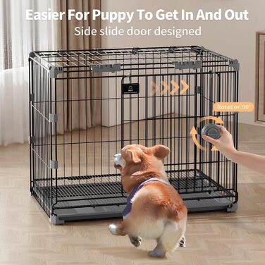 Клітка для собак середнього розміру, 76,2 см, металева собача будка для дому, дротяна клітка з ковзними дверима та знімним піддоном, відкрита зверху, чорна