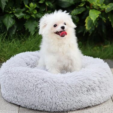 Кругле ліжко для собак та котів середнього та великого розміру, 70x70 см, сіре, MDDK