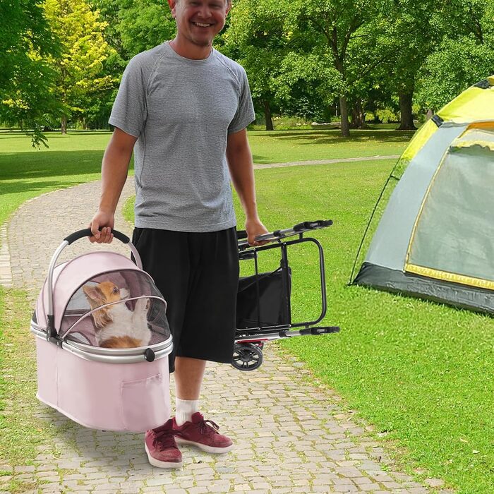 Складаний візок для собак та котів, 50x60 см (Sakura-Rosa)