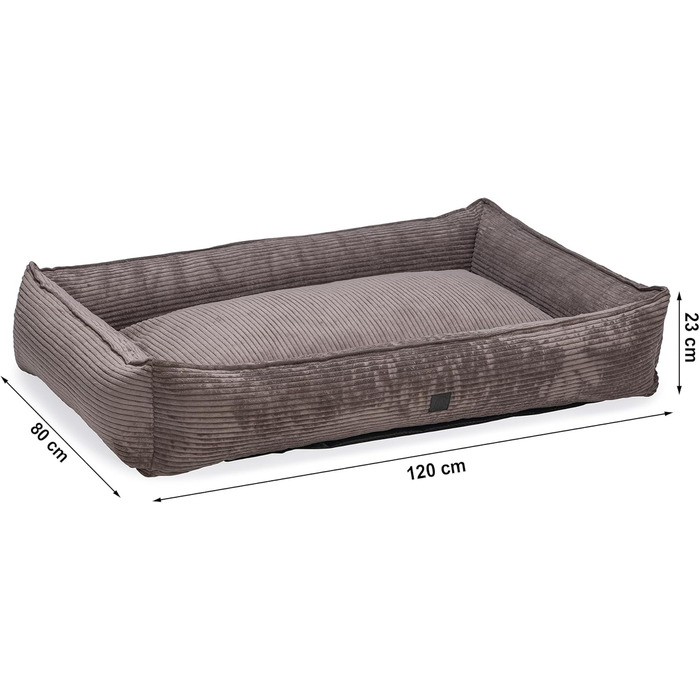 Собаче ліжко Hundebett Lotte Ribbed, коричневе, 120x80x23 см