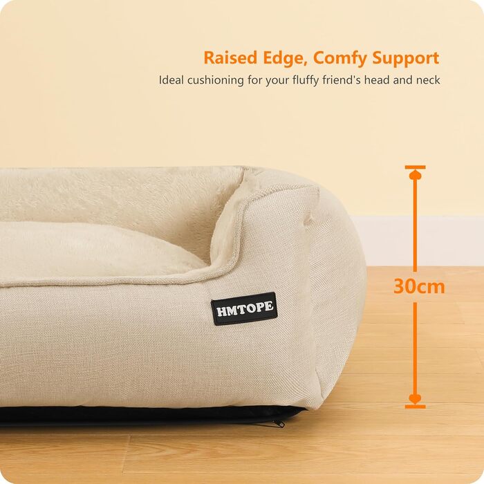 Ліжко для собак, м'яке, знімний та пральний чохол, сірий, 90 x 75 x 25 см (також доступне: 120 x 90 x 30 см, бежеве)