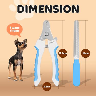 Гребінець та кусачки для собак, високоякісні, з захистом та пилочкою для нігтів, аксесуари для догляду за собаками, підходять для котів, кроликів та морських свинок, блакитні