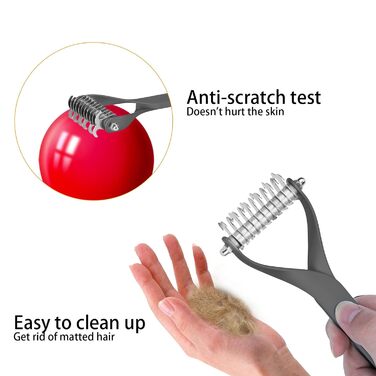Гребінець для собак з довгою шерстю, гребінець для котів 2-сторонній для підшерстка з лезами Rotfrei, зрізач вузлів та догляд за шерстю - Ефективне видалення вузлів, щадний до шкіри, для собак з довгою шерстю (Чорний, S)