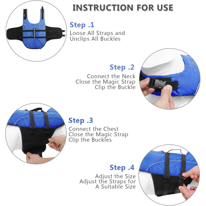 Рятувальний жилет для собак Queenore, блакитний, розмір M - для малих порід, з високою плавучістю, світловідбиваючий