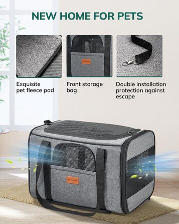 Трансформер для котів та собак Morpilot з колесами, сірий. Сумка-переноска для тварин, схвалена авіакомпаніями, для маленьких собак, великих котів, цуценят. Розміри: 43 x 28 x 28 см