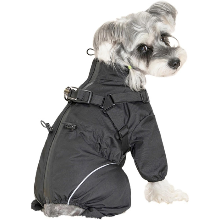 Зимова куртка для собак, тепла та вітрозахисна, з отвором для повідка, для маленьких, середніх та великих собак (D28, сірий, 3XL)