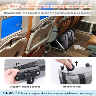 Транспортна сумка для собак та котів до 9 кг з колесами, переноска для авіаперельотів, сіра