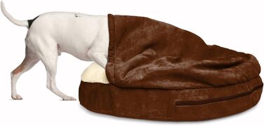 Ортопедичне ліжко для собак Furhaven, 66 см, для середніх та маленьких собак, до 13,6 кг, знімний, пральний чохол, Sherpa & Wildleder Snuggery, блакитне, з м'якої вовни та замші, 66 x 66 x 8 см