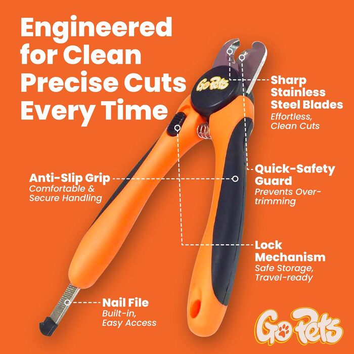 Гострі нігтики для собак та котів GoPets: безпечний інструмент для стрижки з пилочкою, для великих, середніх та малих порід