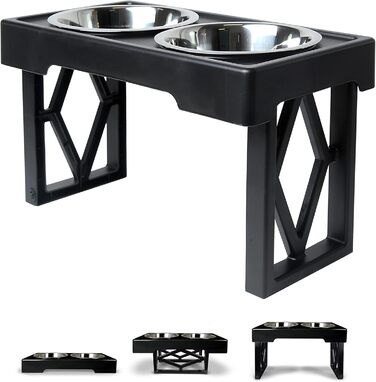 Pet Zone Designer Diner регульована підставка з мисками для собак, підвищена, метал, антип ковзання