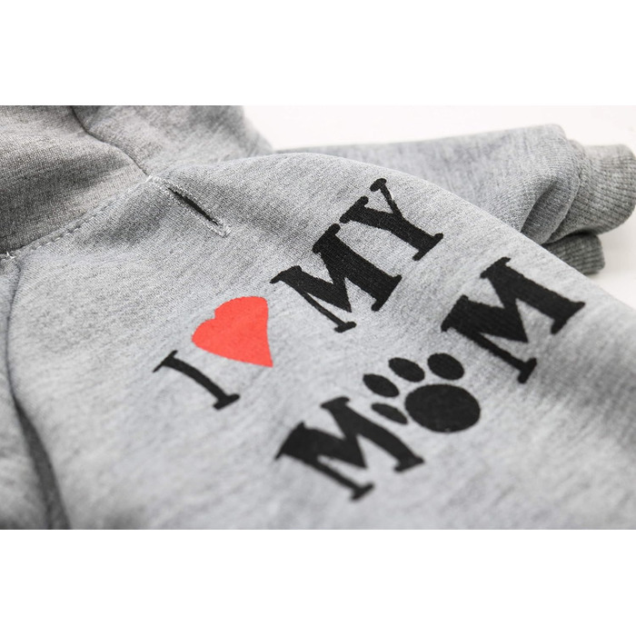 Собачка футболка DroolingDog 'I Love My Mom', для малих собак, розмір XS, сіра