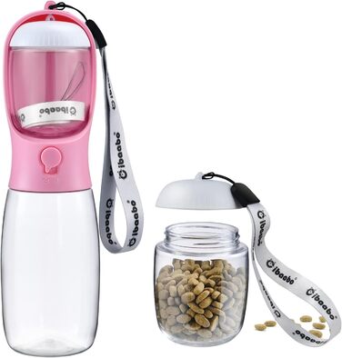 Поїлка для собак Cibaabo з контейнером для корму, 284 мл (фіолетовий/рожевий)