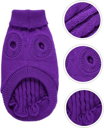 Пов'язка на голову для собак POPETPOP з акрилових волокон, милий дизайн, тепла, для зими, можна прати та використовувати повторно (XL, фіолетовий)