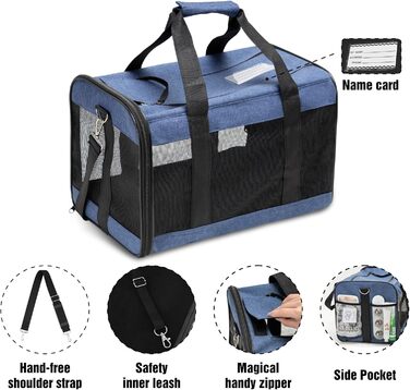 Транспортна переноска для собак та котів HITSLAM, складана, для подорожей, зелена/блакитна (M)