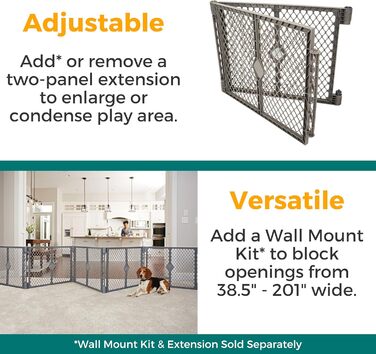 Laufstall для собак North States MYPET Petyard, 6 панелей, 66 см, складаний, для дому та вулиці, Feldstone Basic