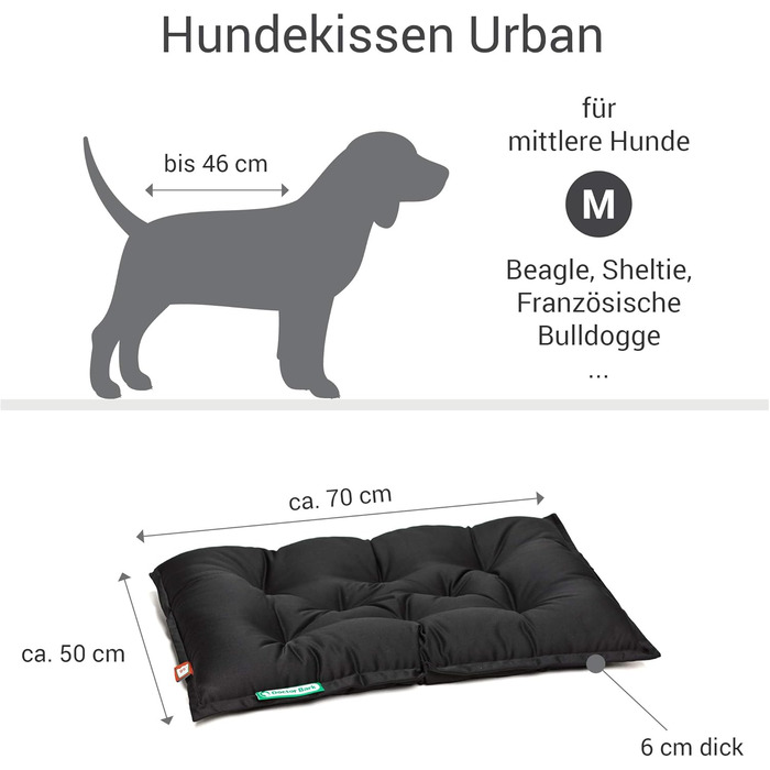 Ортопедична лежанка для собак Doctor Bark Urban - розмір M (70x50 см) - чорна, Made in Germany