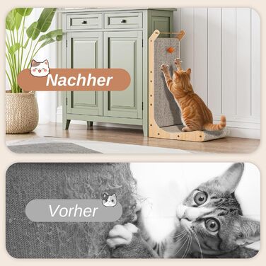 Кігтеточка для котів Dogat L-подібна, 68 см, з м'ячиком, захист меблів, картон