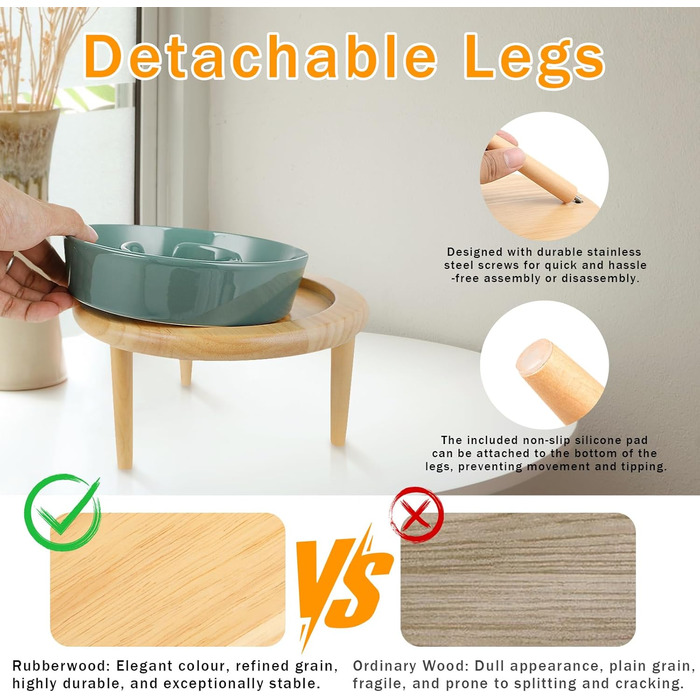 Миска для собак Anti Schling Napf з кераміки, піднята миска для собак, запобігає блювоті, інтерактивна миска для повільного годування для собак, котів та маленьких собак, темно-зелена, 15.5 см