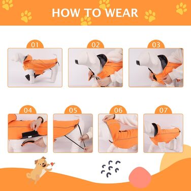 Дощовик для собак Vejaoo: водонепроникний, світловідбиваючий, з капюшоном. Підходить для малих, середніх та великих собак. Колір: помаранчевий, розмір: L