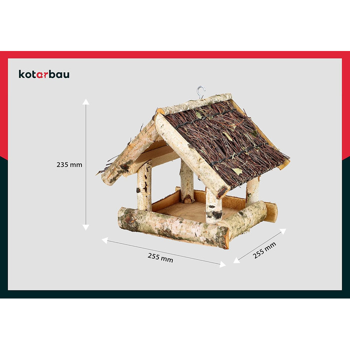 Коттарбау® годівниця для птахів з натурального дерева, балконна годівниця для птахів, годівниця для диких птахів