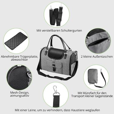 Транспортна сумка для собак та котів TAIKURA, переноска для тварин, дихаюча, з плечовим ременем та кишенями, до 5 кг (40x26x20 см)