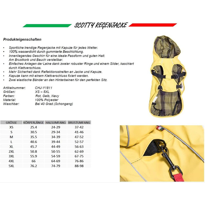 Дощовик CHIARA Scotty Regenjacke з інтегрованим шлейкою CHJ-Y1811YE (червоний, 3XL), 100% поліестер, водонепроникний, спортивний