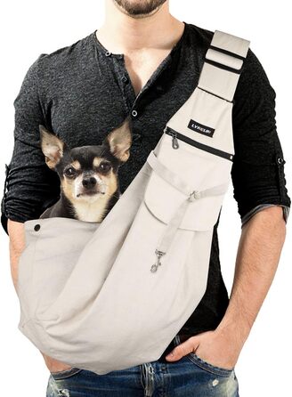 Транспортна сумка для собак та інших домашніх тварин Lyneun, регульована, дихаюча, для прогулянок та активного відпочинку (біла)