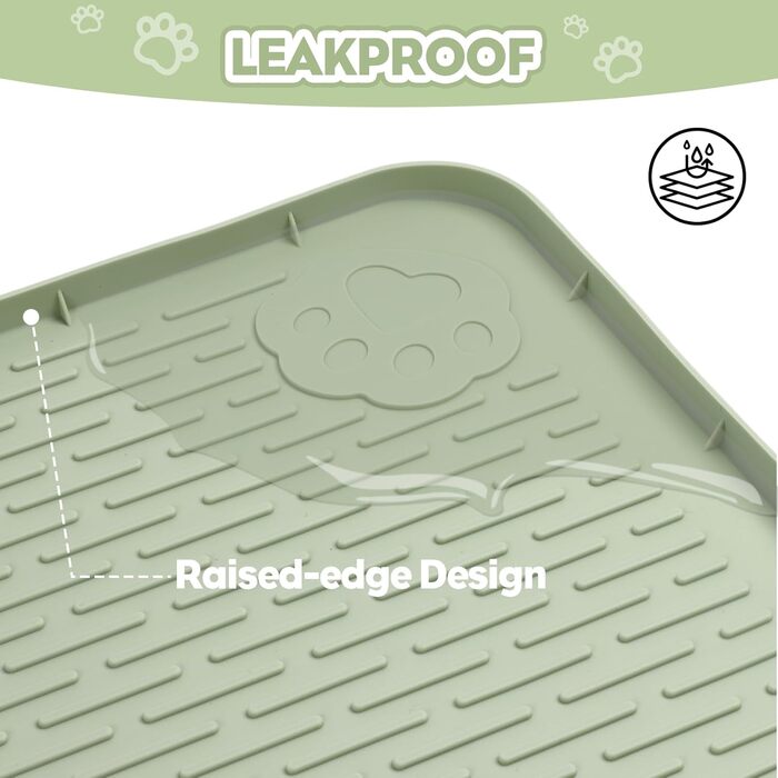 Килимок для котячого туалету Bartuke Katzenklo Matte, великий розмір 101 x 71 см, силіконовий, для контролю розсипання, м'який для лап котів, легко миється (зелений)
