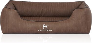 Ортопедичне ліжко для собак Knuffelwuff Tampa з лазерного тиснення з штучної шкіри, коричневе, M-L, 85 x 63 x 23 см