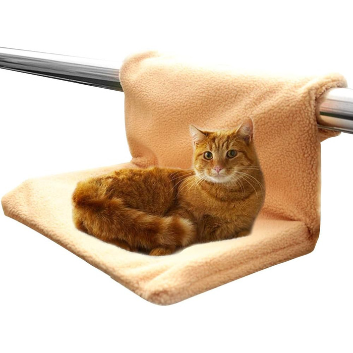 Кішечкове ліжко-грілка з металевим каркасом, миється, для котів та собак до 5 кг, бежеве