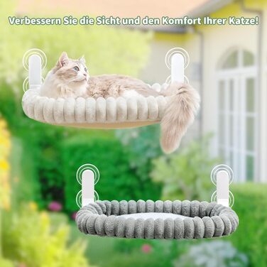 Ліжко для котів GUUSII HOME на вікно, розкладне, з кріпленням на віконну раму, до 18 кг, біле (M)