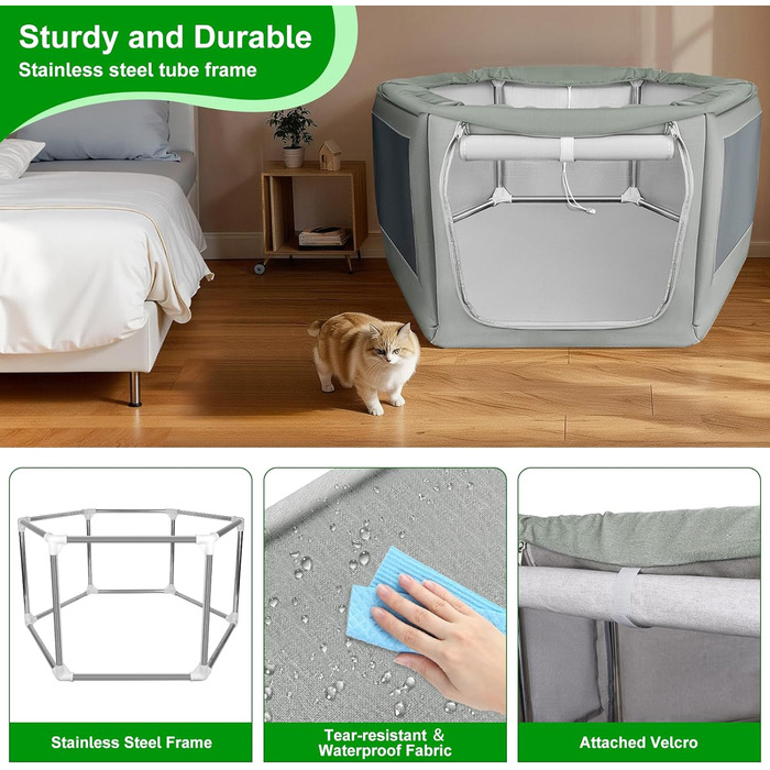 Клітка-вольєр для собак та котів Makerfire 94x81.3 см, вольєр для цуценят з воротами, стабільний та безпечний, для дому та вулиці