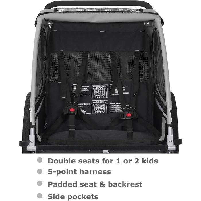 Дитячий причіп Tiggo 2-в-1 для велосипеда: причіп-велосипед, сірий, 50402