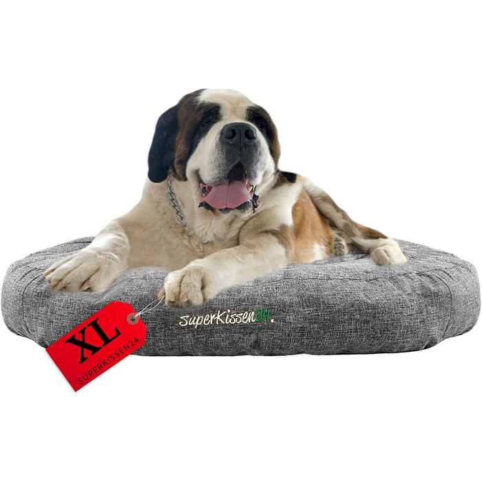 Гіркий лежак для собак середніх порід SuperKissen24 - водонепроникний лежак для котів - лежанка для собак з антикіготного матеріалу - антиалергенний та неслизький - лежанка для собак 60 x 14 см, сірий (XL)