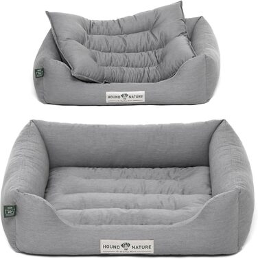 HOUND & NATURE: М'яке ліжко для собак Bern, розмір S (75x60 см), світло-сіре - кушетка для маленьких собак, знімний чохол, легко миється