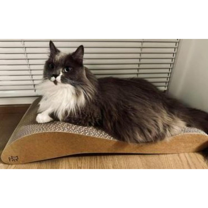 Кігтеточка для котів з картону, лежанка Lounge, кігтешкребок з гофрокартону, захист від пошкодження меблів - кігтеточка з картону 68×25×13 см (аромат котячої м'яти)