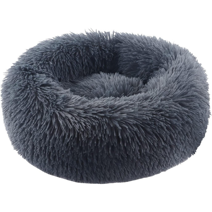 Кругле ліжко для собак та котів BVAGSS, плюшеве, донат, 40 см, сірий (XH034)
