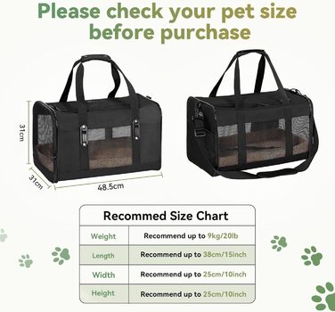 Транспортний бокс для кота/собаки Petsfit, чорний, L+, 48.5x31x31 см, з м'яким килимком