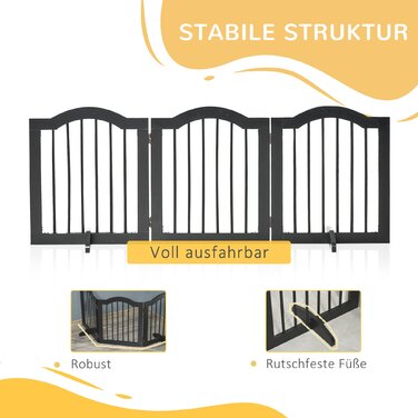 PawHut Dog Gate Плоский, Бар'єр для собак, Захисна сітка, стійка, складна, 154.5x29.5x61см, дерево, чорна
