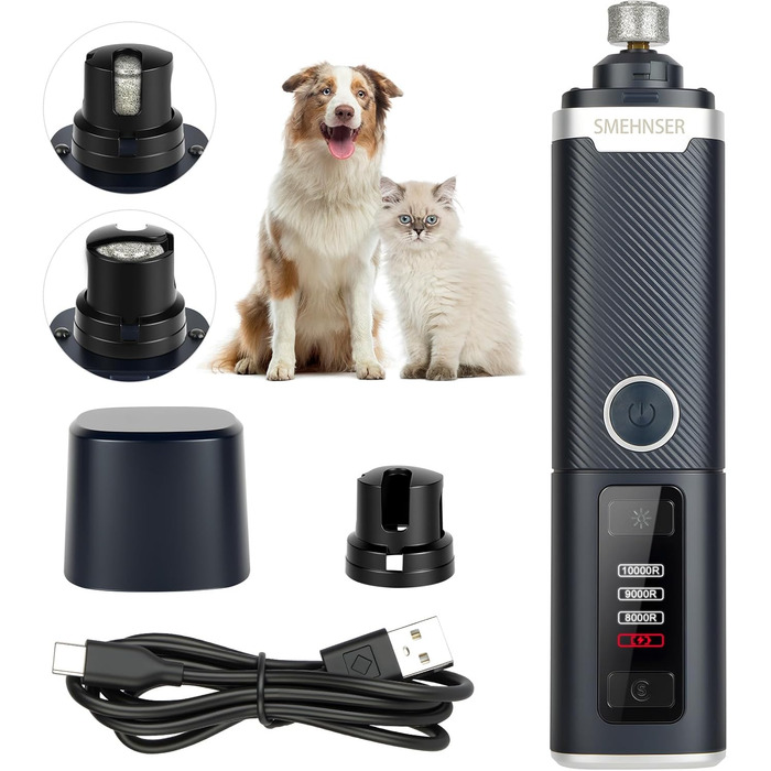 Електричний точило для собачих кігтів 2 шт. Точило для котячих кігтів 3 швидкості. LED дисплей, тиха робота.