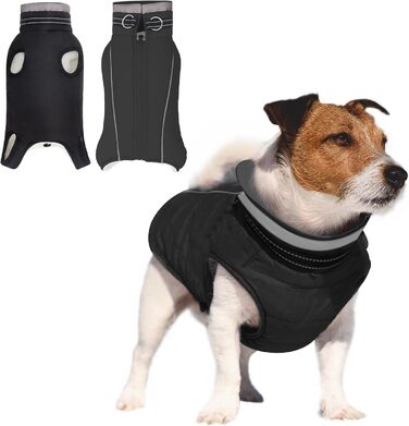 Тепла флісова куртка для собак JUY'S SONG з підкладкою, рукавами та нагрудником, світловідбиваючі смуги, для зими та осені, рожевий/чорний (L)