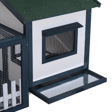PawHut Клітка для кроликів та інших дрібних тварин 151x78x84,5 см з вольєром та рампою зеленого та білого кольорів для щасливих домашніх улюбленців