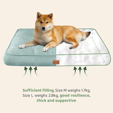 Килимок для собак Pettidot 70x55 см, зелений, знімний чохол, лежанка для собак середніх та маленьких порід