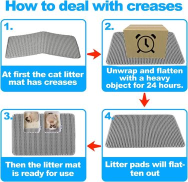 Килимок для котячого туалету 90x60 см, двошаровий, нековзний, з дизайном стільових сот, EVA матеріал, сірий