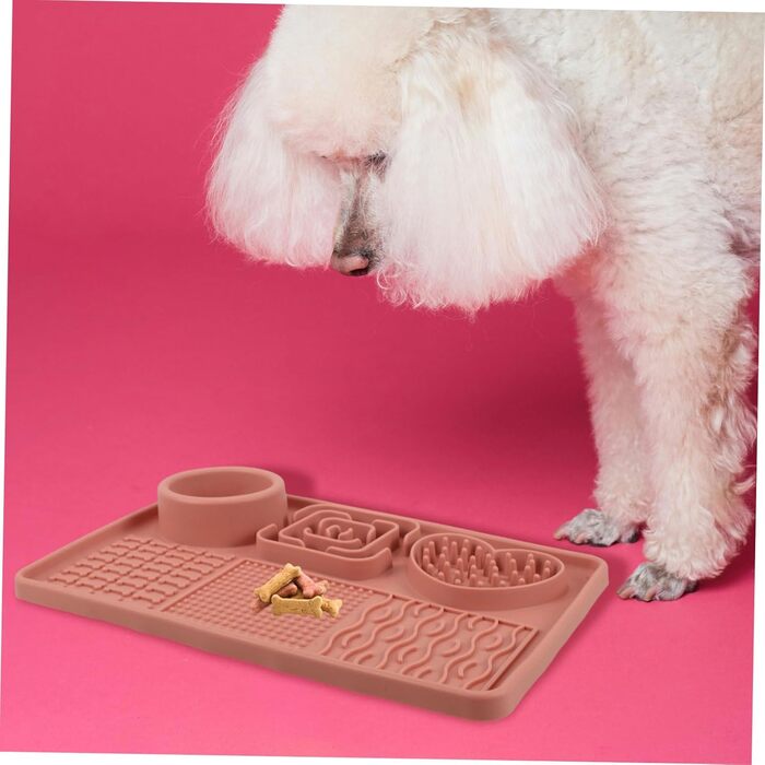 Килимок для годування собак та котів з присосками, нековзний, для повільного годування, рожевий, велика місткість
