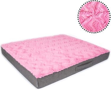 Килимок для собак CopcoPet Lucky Hundematratze: ортопедичний, неслизький, знімний, з м'якого штучного хутра (120 x 90 x 10 см, Рожевий)