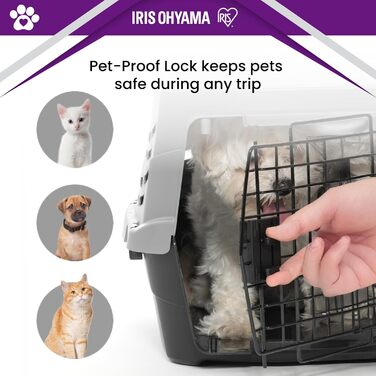 Транспортний бокс для кота Iris Ohyama 36.5л, сірий, 49x30.5x24.8 см, міцний, BPA-free