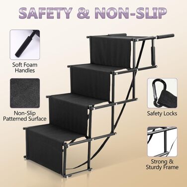 Східці для собак PiuPet - складані, для великих та маленьких собак, водонепроникні, з ПВХ, для безпечного та комфортного підйому в авто