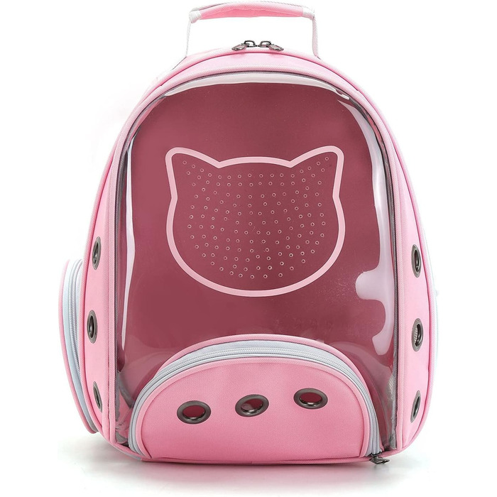 Рюкзак для котів та маленьких собак PETCUTE, рожевий, до 6 кг, знімний килимок, прозоре вікно, для подорожей